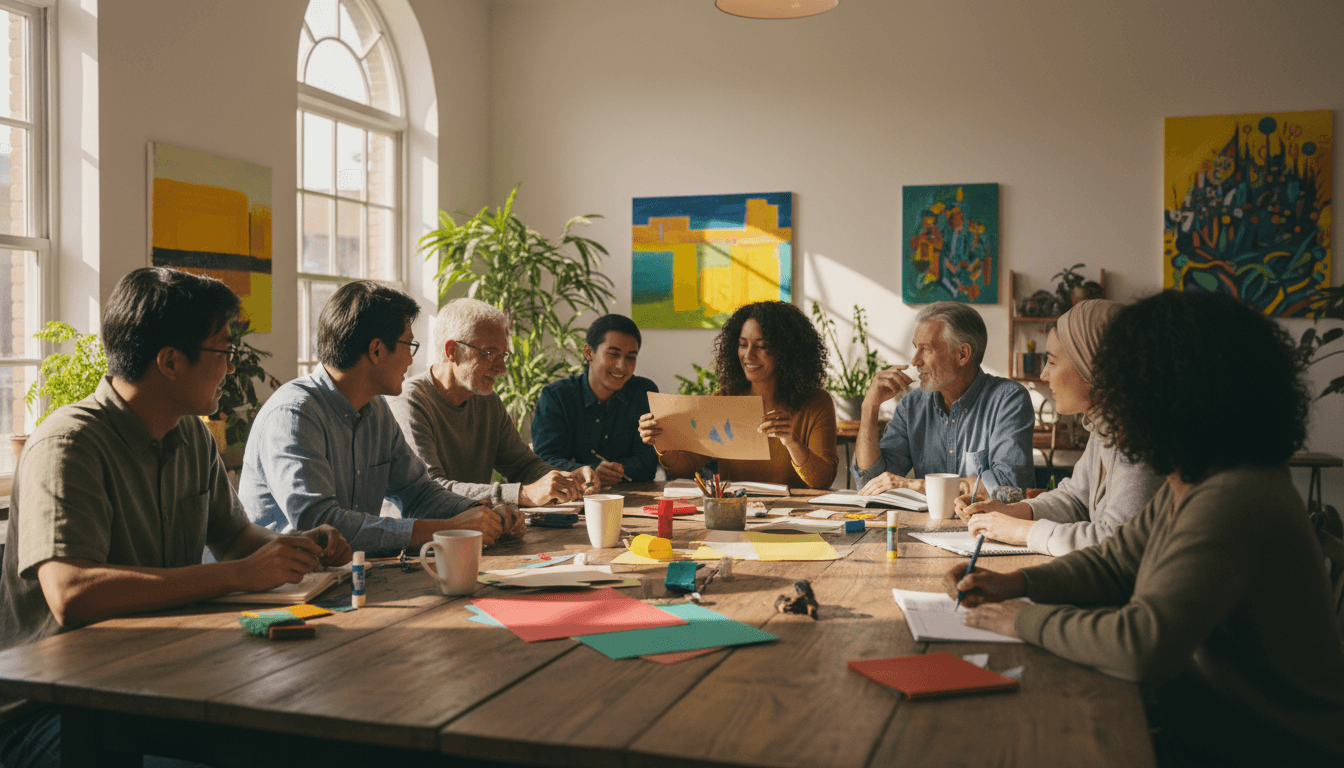 People accessing free resources and guides in a Los Angeles community setting