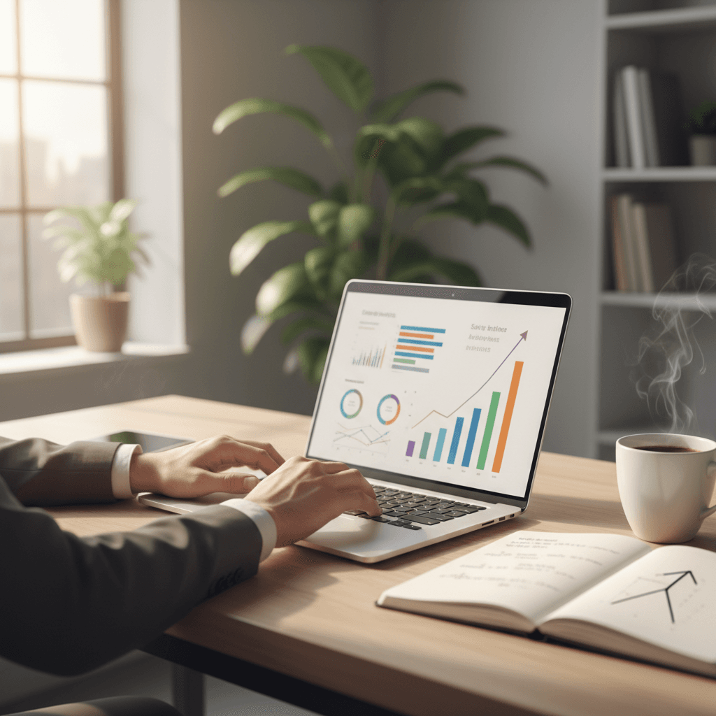 Laptop displaying local opportunities guide with hands engaged in reviewing content